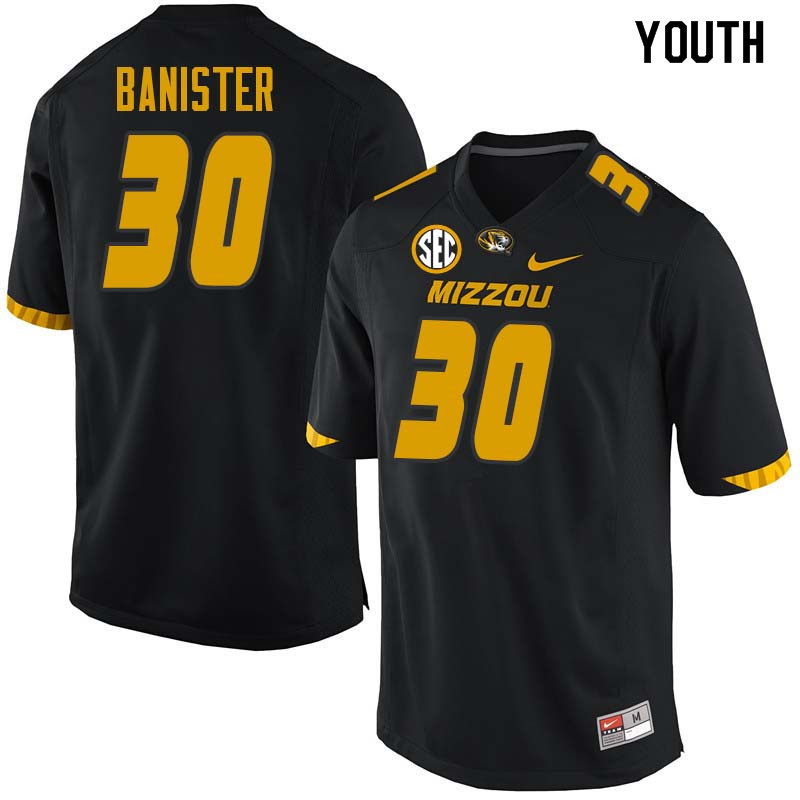 Youth #30 Barrett Banister Missouri Tigers College Football Jerseys Sale-Black